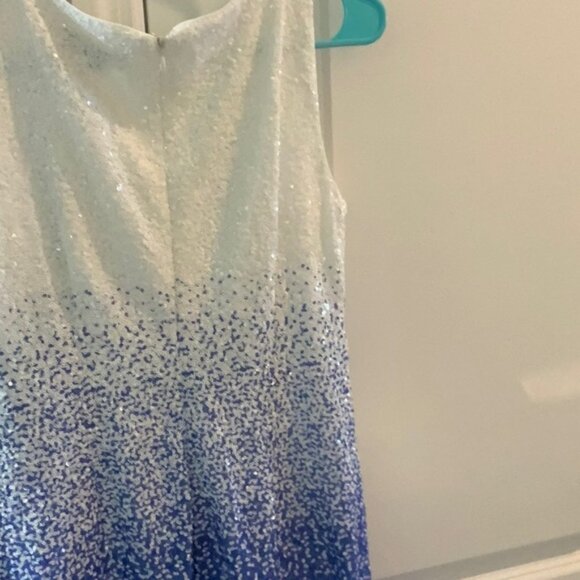 Maia Ombre Sequins Blue and White Shift Dress Sz 12 - Picture 6 of 7